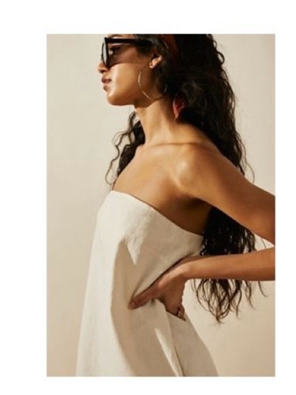 Free People Strapless Cream Linen Dress